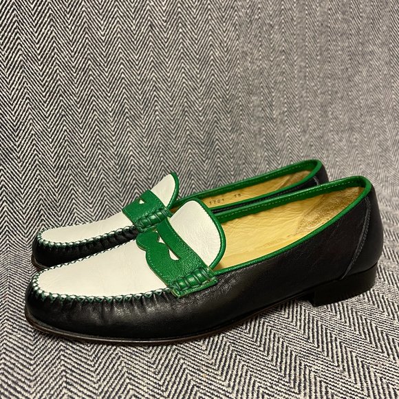 Shoes - ANN MASHBURN - Leather Colorblock Penny Loafers